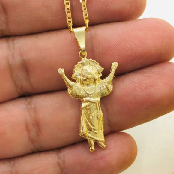 Womens Divino Nino Necklace with Mariner Chain 20" in Gold Fillled Cadena de Oro - Picture 2 of 10